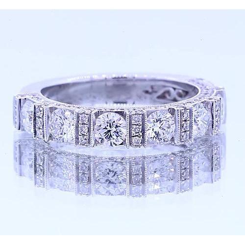 Jubiläumsband runder Diamant Vintage Look 1,65 Karat Weißgold 14K - harrychadent.ch