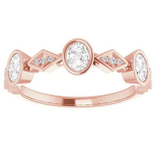 echter oval diamant 1.50Karat memoire-ring Vorderansicht