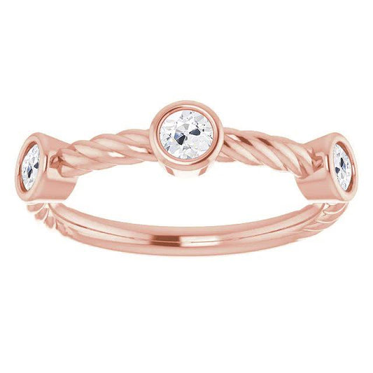 Runde alter Bergmann Diamant Halbe Ewigkeit Band Lünette Seilstil 3 Karat - harrychadent.ch