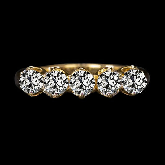 Rundes Old Mine Cut Diamant Jubiläumsband 5 Karat Gelbgold - harrychadent.ch