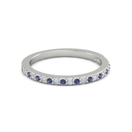 Diamant Ehering 0,60 Karat Krappenfassung blaue Saphire - harrychadent.ch