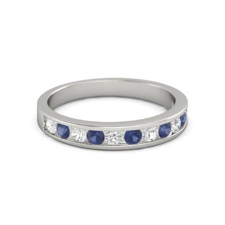 Diamant Rundes blaues Saphirband 2,50 Karat Weißgold 14K Schmuck - harrychadent.ch