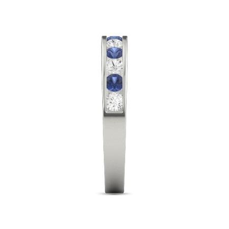 Diamant Rundes blaues Saphirband 2,50 Karat Weißgold 14K Schmuck - harrychadent.ch