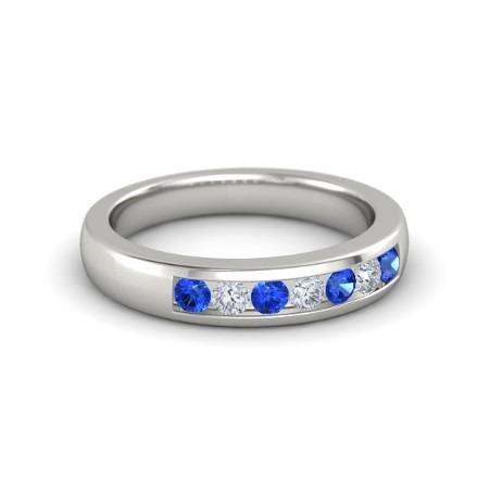 Diamant Rundes blaues Saphirband 2.50 Karat Weißgold 14K - harrychadent.ch