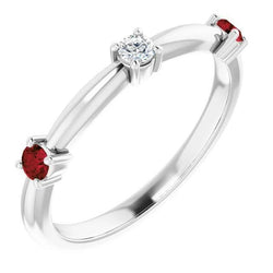 Drei-Steine-Ring 1,50 Karat Rubin Weißgold 14K