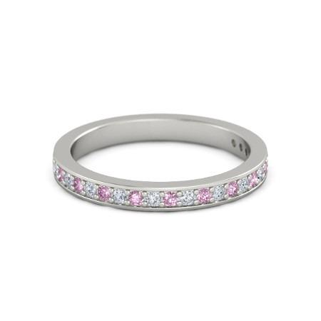 Ehering 0,60 Karat Runder Diamant & Rosa Saphir Damen Schmuck - harrychadent.ch