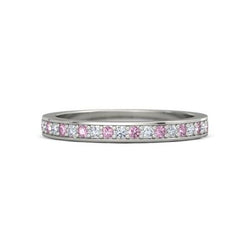 Ehering 0,60 Karat Runder Diamant & Rosa Saphir Damen Schmuck