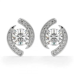 1,9 Karat Diamant-Halo-Ohrring mit Rundschliff für Damen aus 14 Karat Weißgold