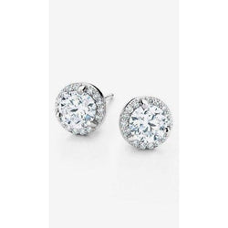1.40 ct runder Halo-Diamant-Ohrstecker aus 14 Karat Weißgold