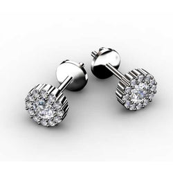 2.25 Carats Halo Ladies Runden Diamant Stud Earrings White Gold 14K