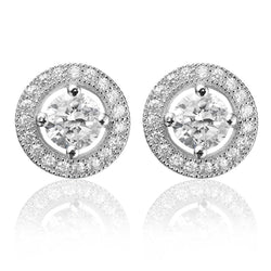 2.40 Carats Runden Cut Diamants Women Stud Halo Earrings White Gold