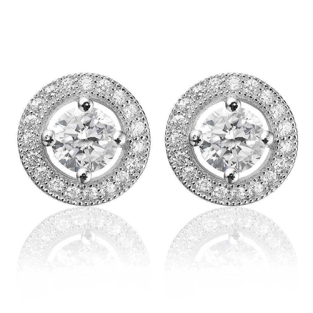 2.38 carats runden cut diamants women stud halo earrings white gold