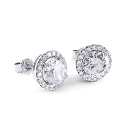 2.40 Ct Brilliant Cut Diamants Women Studs Earrings Halo