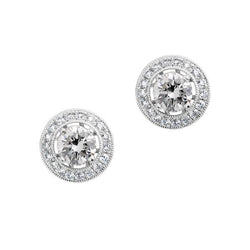 2.40 Ct Sparkling Runden Cut Halo Diamants Stud Earrings New