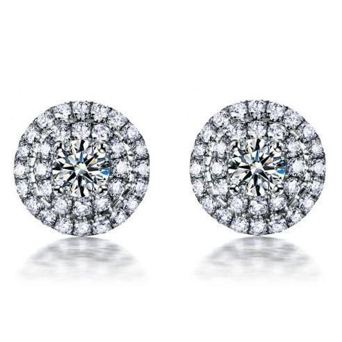 2.65 Carats Runden Brilliant Cut Diamant Halo Women Stud Earrings