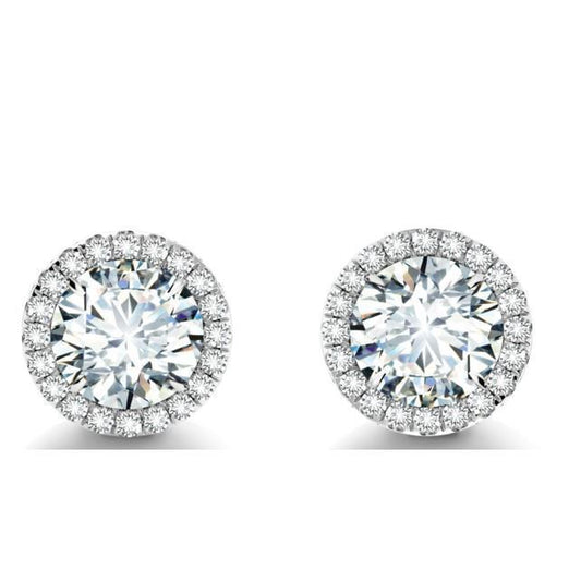 2.70 Carats Runden Cut DiamantStud Halo Earring White Gold 14K