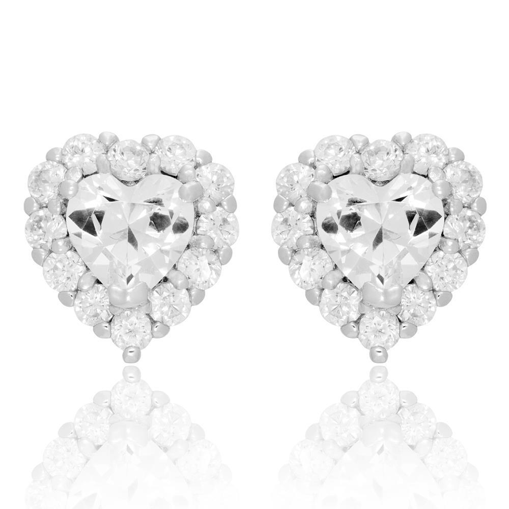 2.80 Carats New Runden And Heart Cut Diamant Halo Stud Earrings