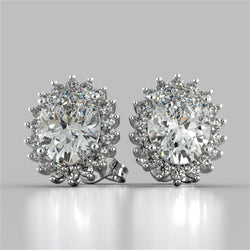 4 Ct. Oval Cut Halo Diamant Stud Earring Diamants White Gold