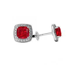 4.50 Karat Kissen Ruby And Diamant Damen Ohrstecker Halo