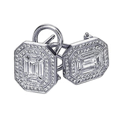 7 Karat Diamant Halo Ohrring Paar Smaragdschliff Ohrring