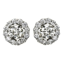 Brilliant Cut Diamant Stud Halo Earring 3.20 Carats White Gold Jewelry