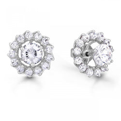 Damen Jacken Ohrstecker Halo Ohrring Rundschliff 1.30 Karat Weißgold 14K