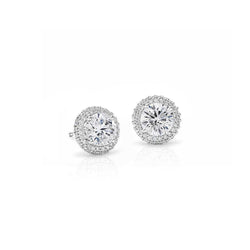 Lady Ohrstecker 2,90 Karat Natürliche Diamanten Halo Weißgold 14K