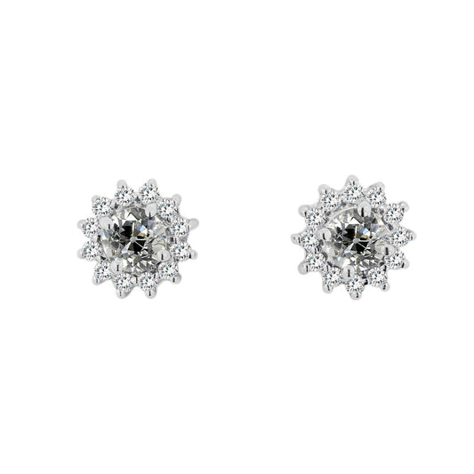 Lady's Halo Diamant Studs Runden Old Mine Cut Star Style 4 Karat - harrychadent.ch