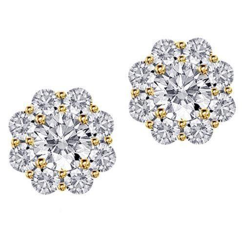 Natürliche runde Diamanthalo-Ohrstecker Pave 4.50 Ct. Gelbgold14K