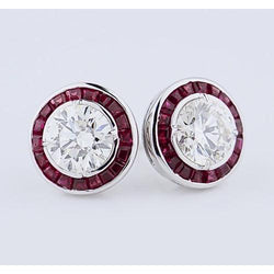 Ohrstecker mit Diamanten 4 Karat Burma Rubin Weißgold 14K