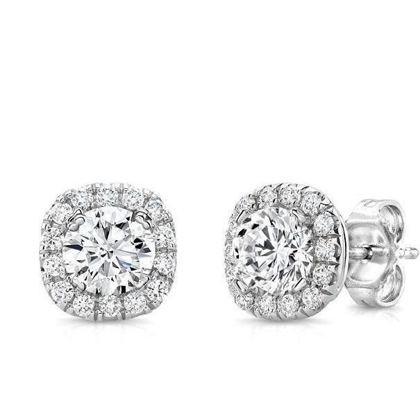 Runden Brilliant Halo Diamant Ladies Stud Earring 2.70 Carats Jewelry