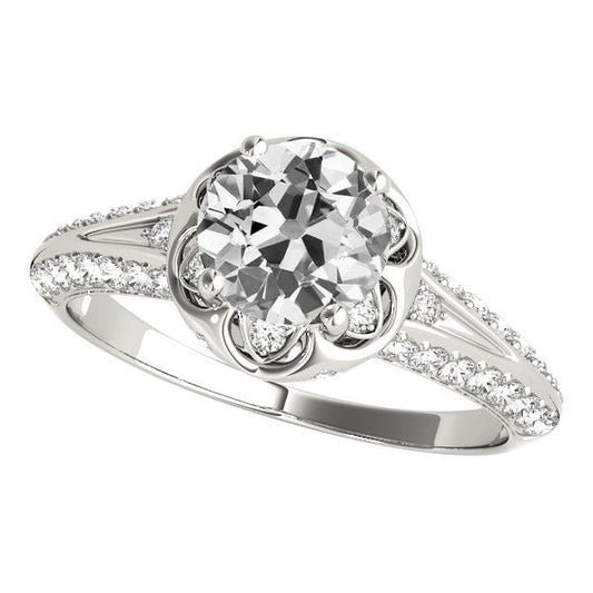 14K Gold Halo Ring runder alter Bergmann Diamant Pave Set 6 Karat - harrychadent.ch