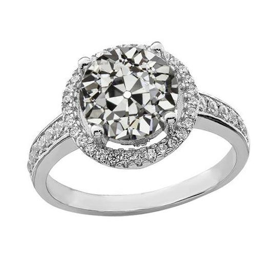 14K Gold Halo Ring runder Altschliff Diamant Krappen Set Schmuck 3,50 Karat - harrychadent.ch