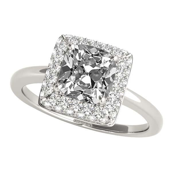 14K Gold Lady Halo Ring Kissen Old Mine Cut Diamant 5,50 Karat - harrychadent.ch