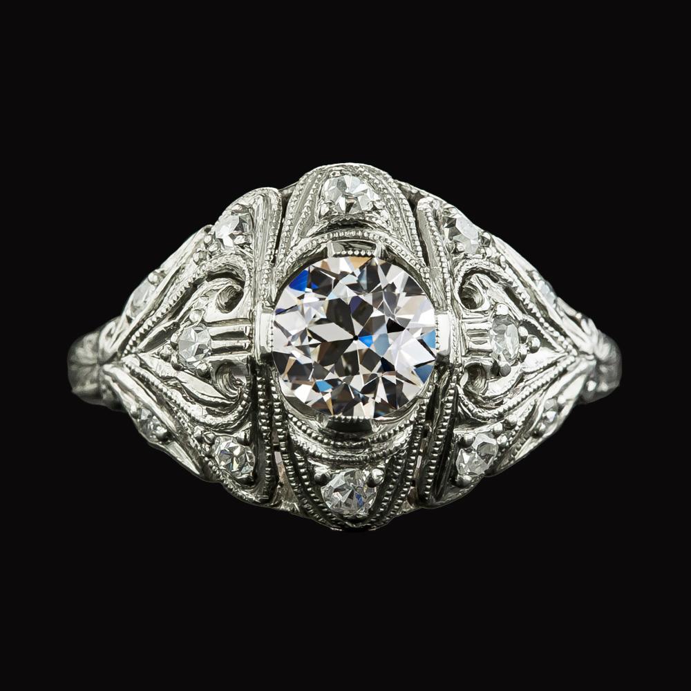 14K Gold runder alter Minenschliff Diamant Fancy Ring 2,50 Karat Milgrain - harrychadent.ch