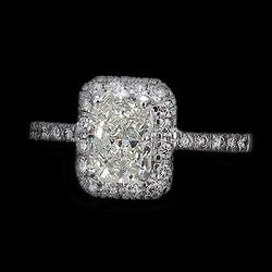 1,75 Karat Diamant-Verlobungsring im Radiant Cut Antik-Stil Gold Halo