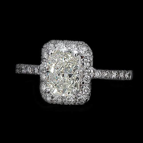 1,77 karat diamant-verlobungsring im radiant cut antik-stil gold halo