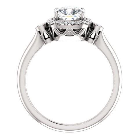 1.26 ct drei-stein-center-kissen halo-diamant-ring 14 karat weißgold