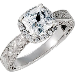 1.70 Karat Kissen Diamant Verlobungsring Halo-Ring aus massivem Weißgold 14K