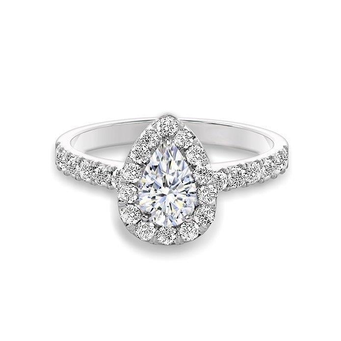 2 ct. pear cut diamanthalo engagement ring white gold 14k