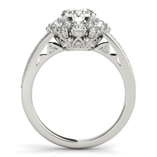 2.50 Karat runder Diamant-Halo-Verlobungsring aus massivem Weißgold 14K