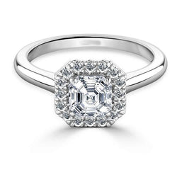 2.55 Karat Assher & runder Diamant-Halo-Hochzeitsring