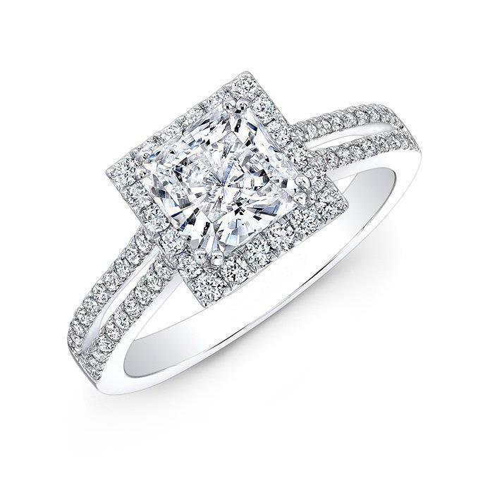 2.75 Carats Prinzessinnenschnitt Diamanten Engagement Halo Ring 14K White Gold