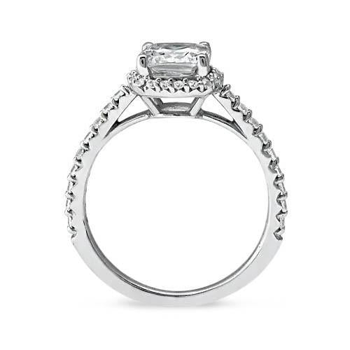 2.75 Karat Kissen Halo Diamant mit Akzenten Ring Weißgold 14K Neu