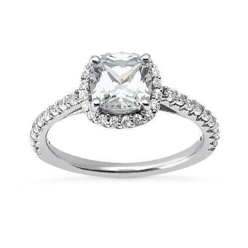 2.75 Karat Kissen Halo Diamant mit Akzenten Ring Weißgold 14K Neu
