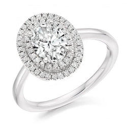 3 Karat Ovaler Diamant-Verlobungsring Halo Weißgold