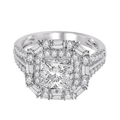 3,25 Karat Princess Baguette Center Diamant-Verlobungsring
