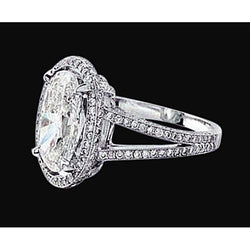 3,50 ct. Ovaler, zweireihiger königlicher Diamant-Verlobungsring
