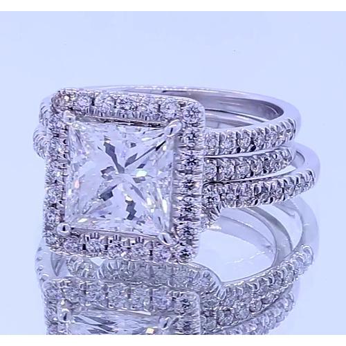 3,50 Karat Princess Schliff Diamant Halo Fancy Ring Weißgold 14K - harrychadent.ch