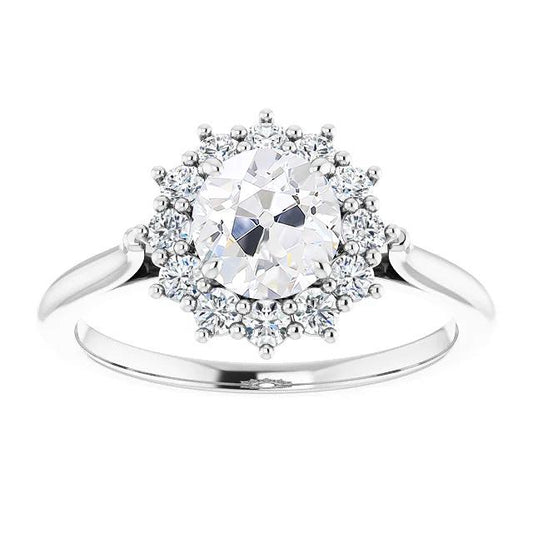 4 Karat Damen Halo Ring Rund Alt Minenschliff Diamant Krappen Set Gold - harrychadent.ch